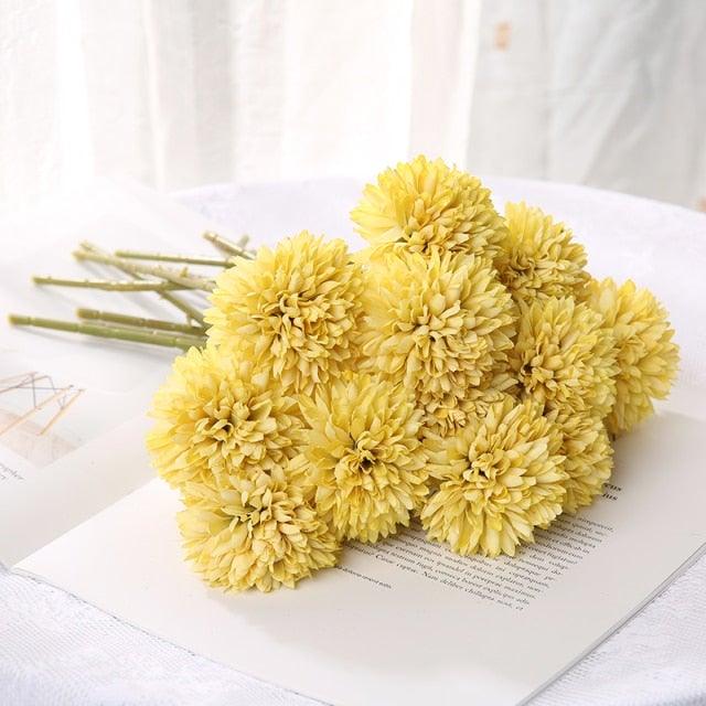 Silk Flower Arrangements Bunch Artificial Flower Bouquet Ball Fake Flowers Home Widding Decoration Valentines Day Gifts