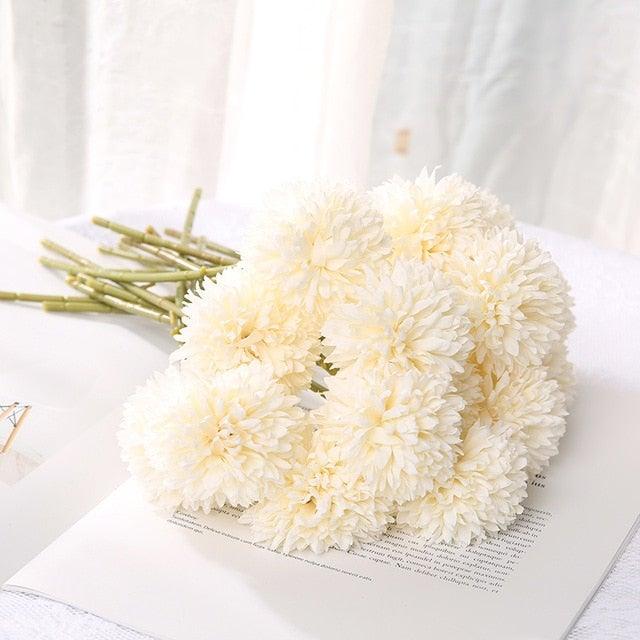 Silk Flower Arrangements Bunch Artificial Flower Bouquet Ball Fake Flowers Home Widding Decoration Valentines Day Gifts