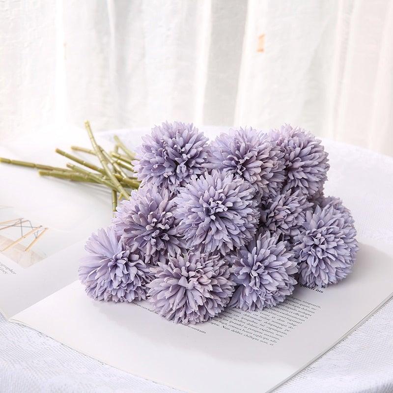 Silk Flower Arrangements Bunch Artificial Flower Bouquet Ball Fake Flowers Home Widding Decoration Valentines Day Gifts