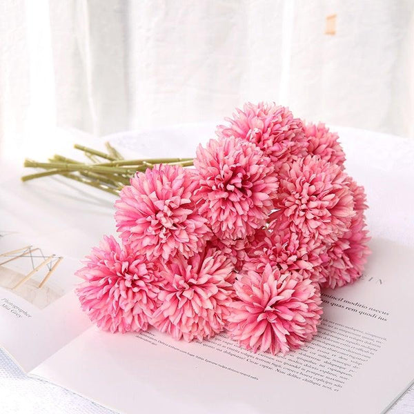 Silk Flower Arrangements Bunch Artificial Flower Bouquet Ball Fake Flowers Home Widding Decoration Valentines Day Gifts