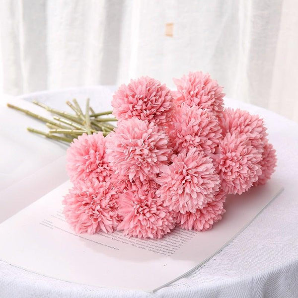 Silk Flower Arrangements Bunch Artificial Flower Bouquet Ball Fake Flowers Home Widding Decoration Valentines Day Gifts