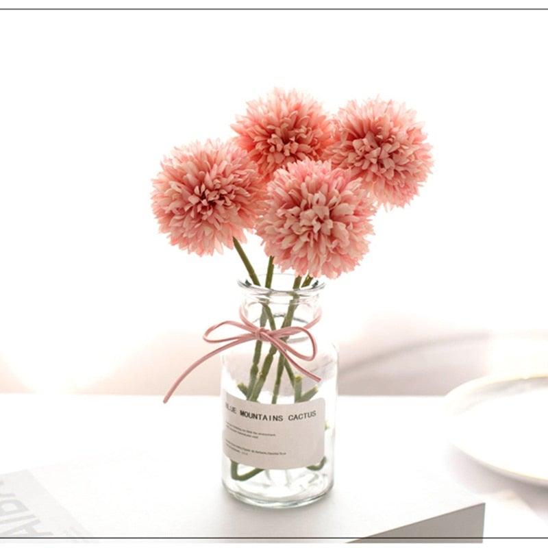 Silk Flower Arrangements Bunch Artificial Flower Bouquet Ball Fake Flowers Home Widding Decoration Valentines Day Gifts