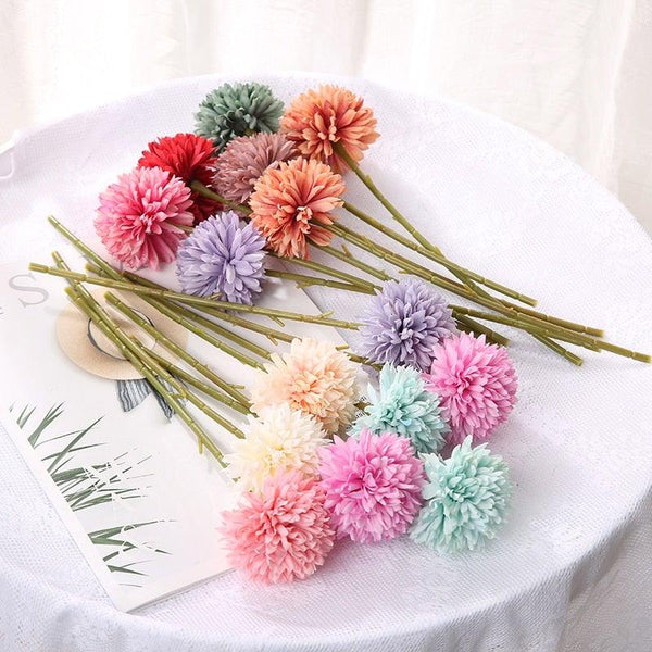 Silk Flower Arrangements Bunch Artificial Flower Bouquet Ball Fake Flowers Home Widding Decoration Valentines Day Gifts
