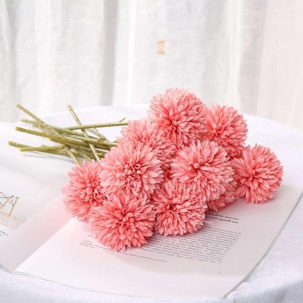 Silk Flower Arrangements Bunch Artificial Flower Bouquet Ball Fake Flowers Home Widding Decoration Valentines Day Gifts