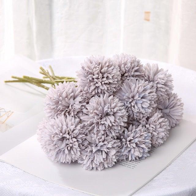 Silk Flower Arrangements Bunch Artificial Flower Bouquet Ball Fake Flowers Home Widding Decoration Valentines Day Gifts