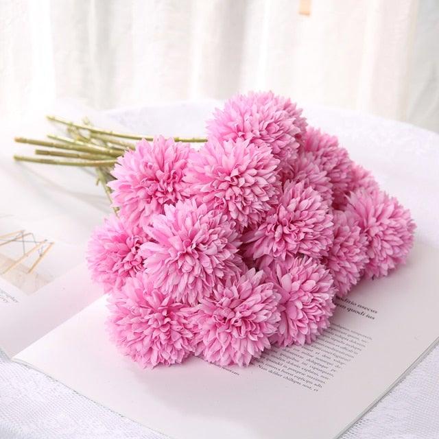 Silk Flower Arrangements Bunch Artificial Flower Bouquet Ball Fake Flowers Home Widding Decoration Valentines Day Gifts