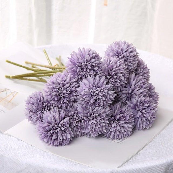 Silk Flower Arrangements Bunch Artificial Flower Bouquet Ball Fake Flowers Home Widding Decoration Valentines Day Gifts