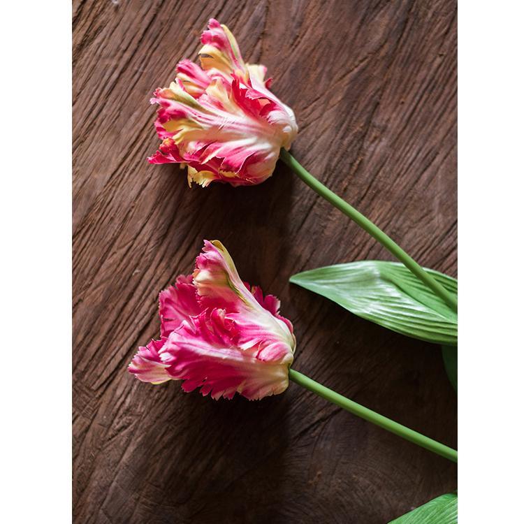 Faux Silk Flower Flame Tulip Stem 24