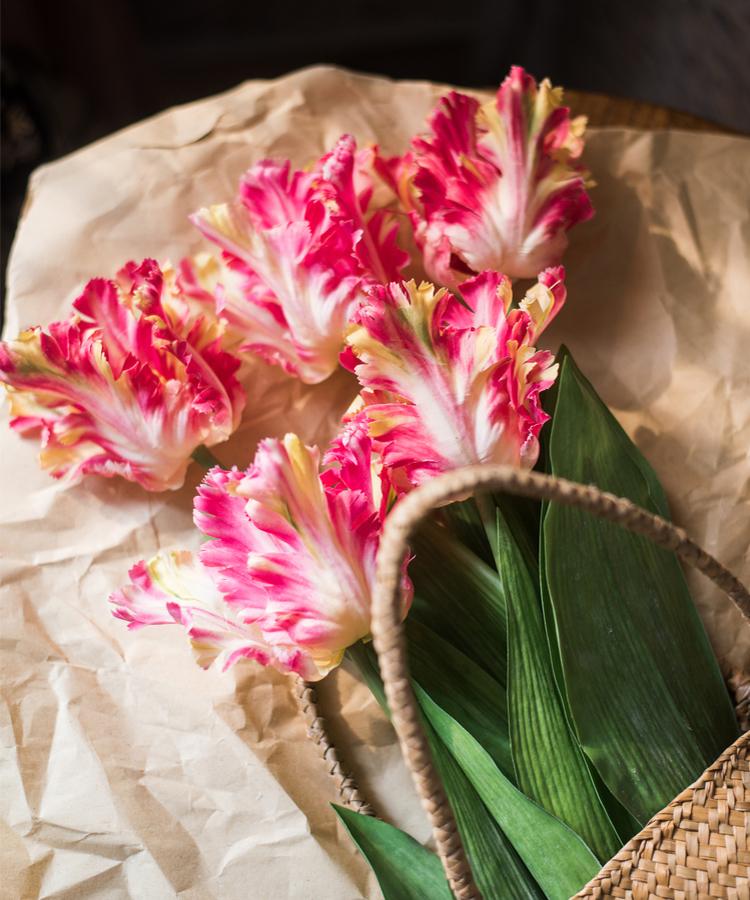 Faux Silk Flower Flame Tulip Stem 24