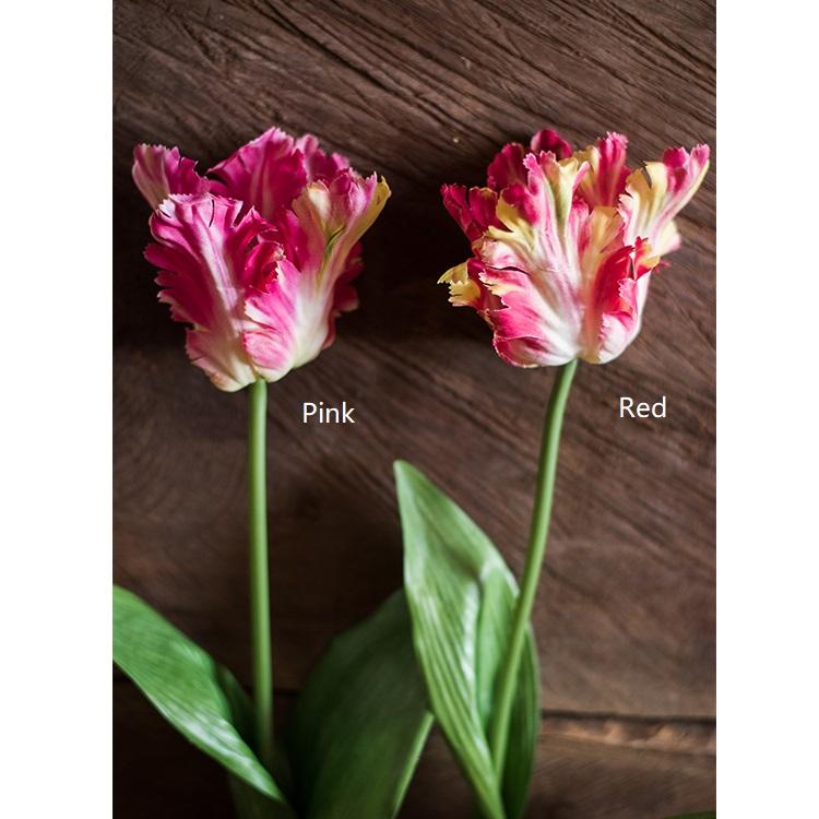 Faux Silk Flower Flame Tulip Stem 24