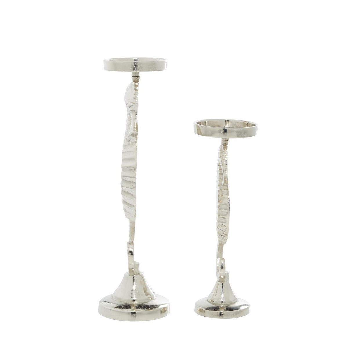 Silver Aluminum Seahorse Candle Holders