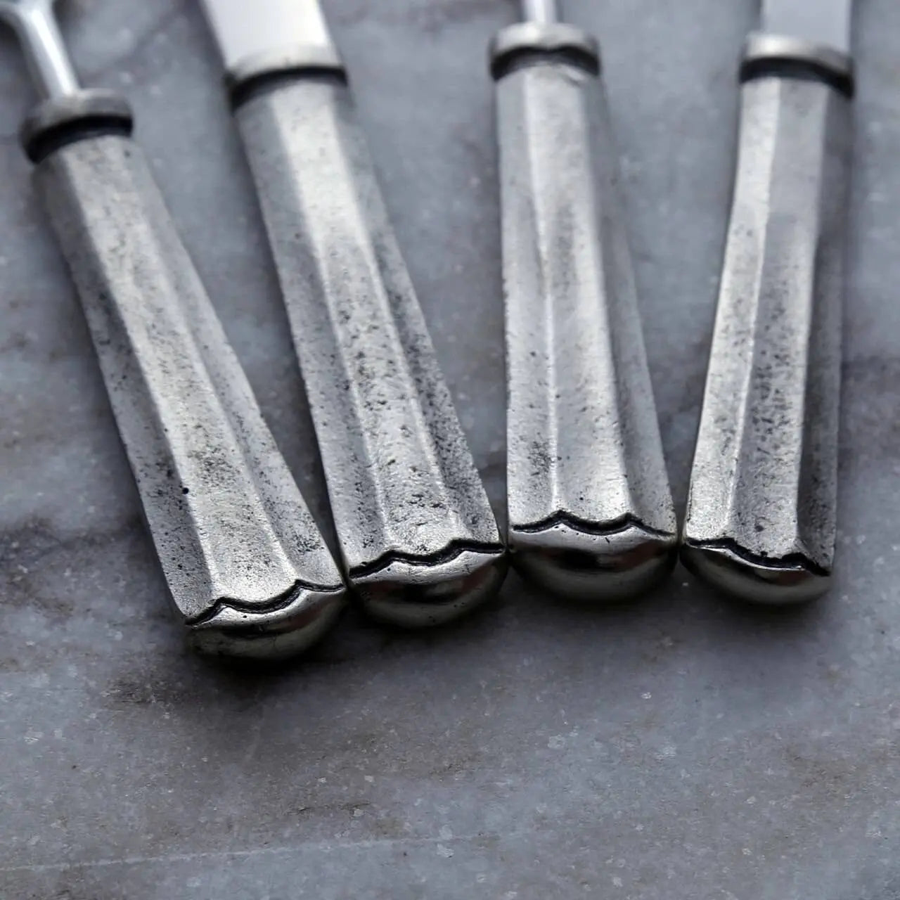 Silver Antique Maharaja Cheese Spreader & Fork 4 Pc. Set