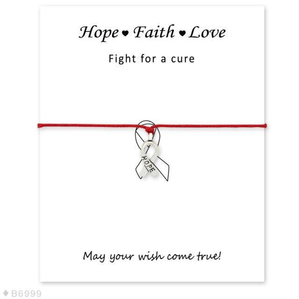 Silver Hope Faith Love Ribbon Skin Friendly Charm Bracelets Adjustable Motivational Cord Stainless Steel Bracelets Comfortable Jewelry Inspirational Gifts Bracelets For Women