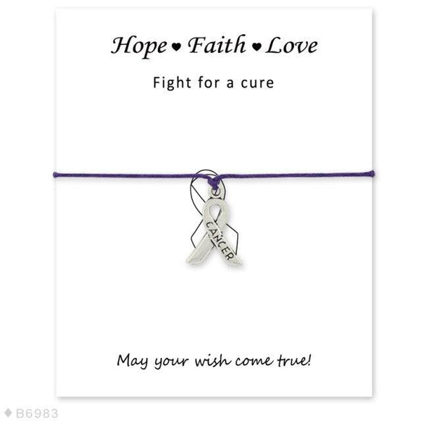 Silver Hope Faith Love Ribbon Skin Friendly Charm Bracelets Adjustable Motivational Cord Stainless Steel Bracelets Comfortable Jewelry Inspirational Gifts Bracelets For Women