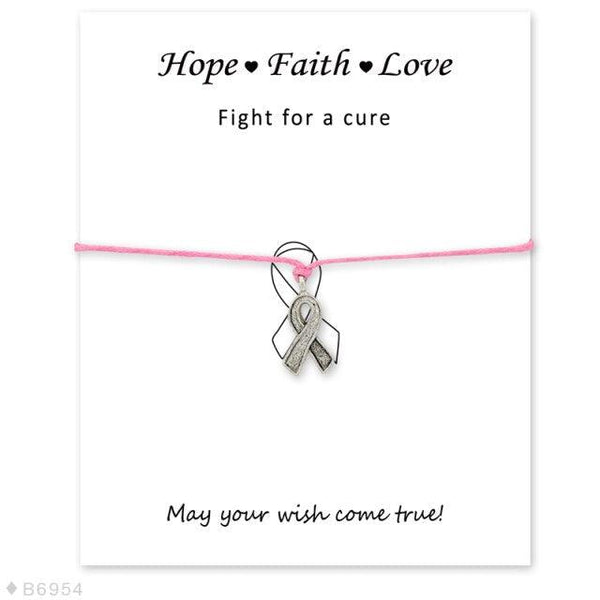 Silver Hope Faith Love Ribbon Skin Friendly Charm Bracelets Adjustable Motivational Cord Stainless Steel Bracelets Comfortable Jewelry Inspirational Gifts Bracelets For Women