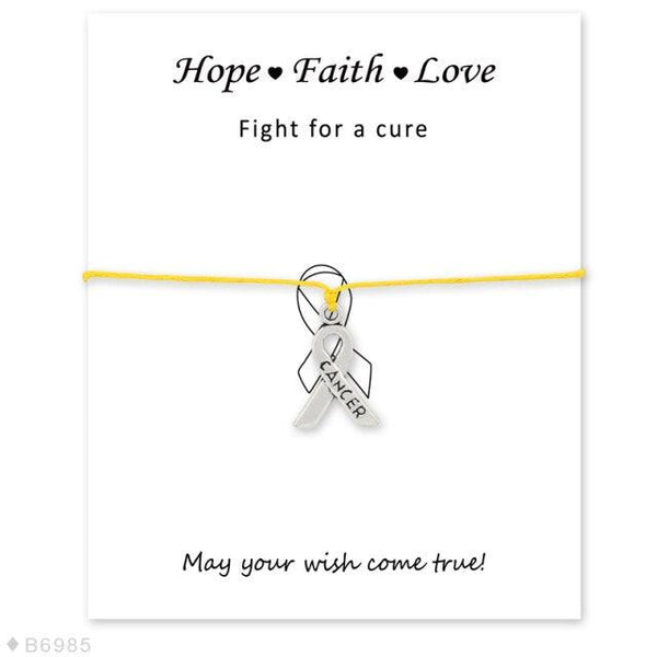 Silver Hope Faith Love Ribbon Skin Friendly Charm Bracelets Adjustable Motivational Cord Stainless Steel Bracelets Comfortable Jewelry Inspirational Gifts Bracelets For Women
