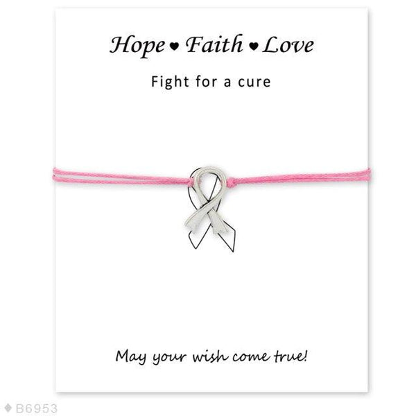 Silver Hope Faith Love Ribbon Skin Friendly Charm Bracelets Adjustable Motivational Cord Stainless Steel Bracelets Comfortable Jewelry Inspirational Gifts Bracelets For Women