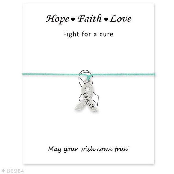 Silver Hope Faith Love Ribbon Skin Friendly Charm Bracelets Adjustable Motivational Cord Stainless Steel Bracelets Comfortable Jewelry Inspirational Gifts Bracelets For Women