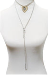 Silver Rhinestone Cord Necklace