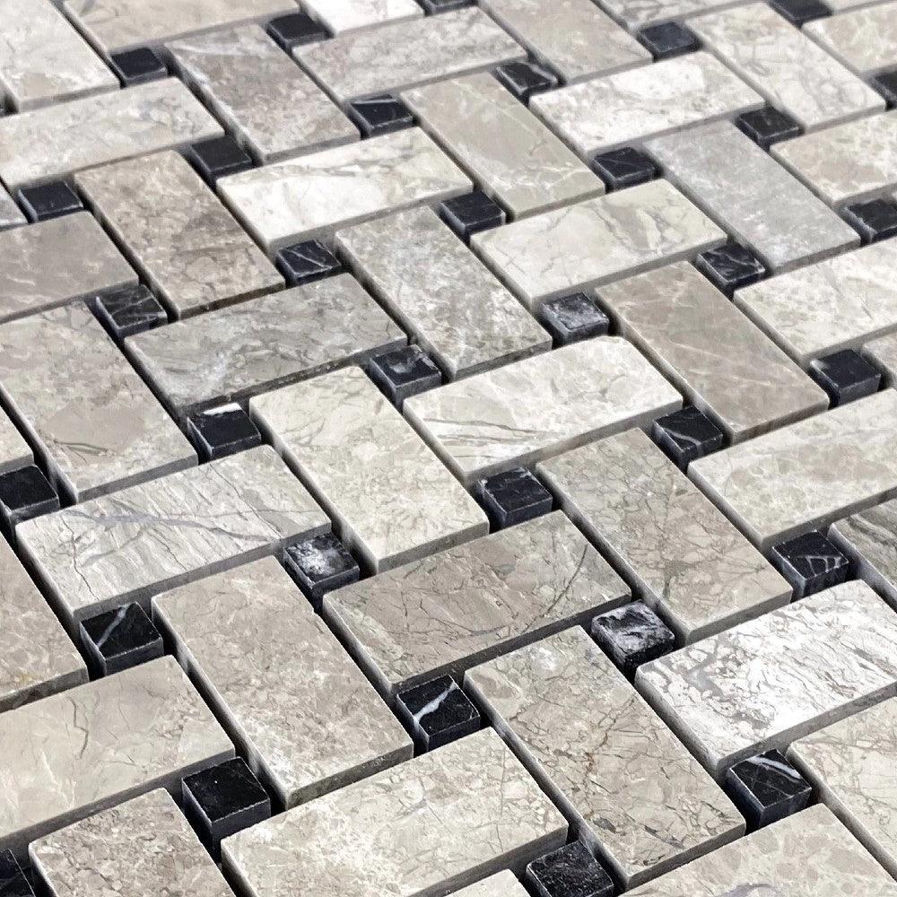 Silver Shadow Marble Basketweave Design on 12