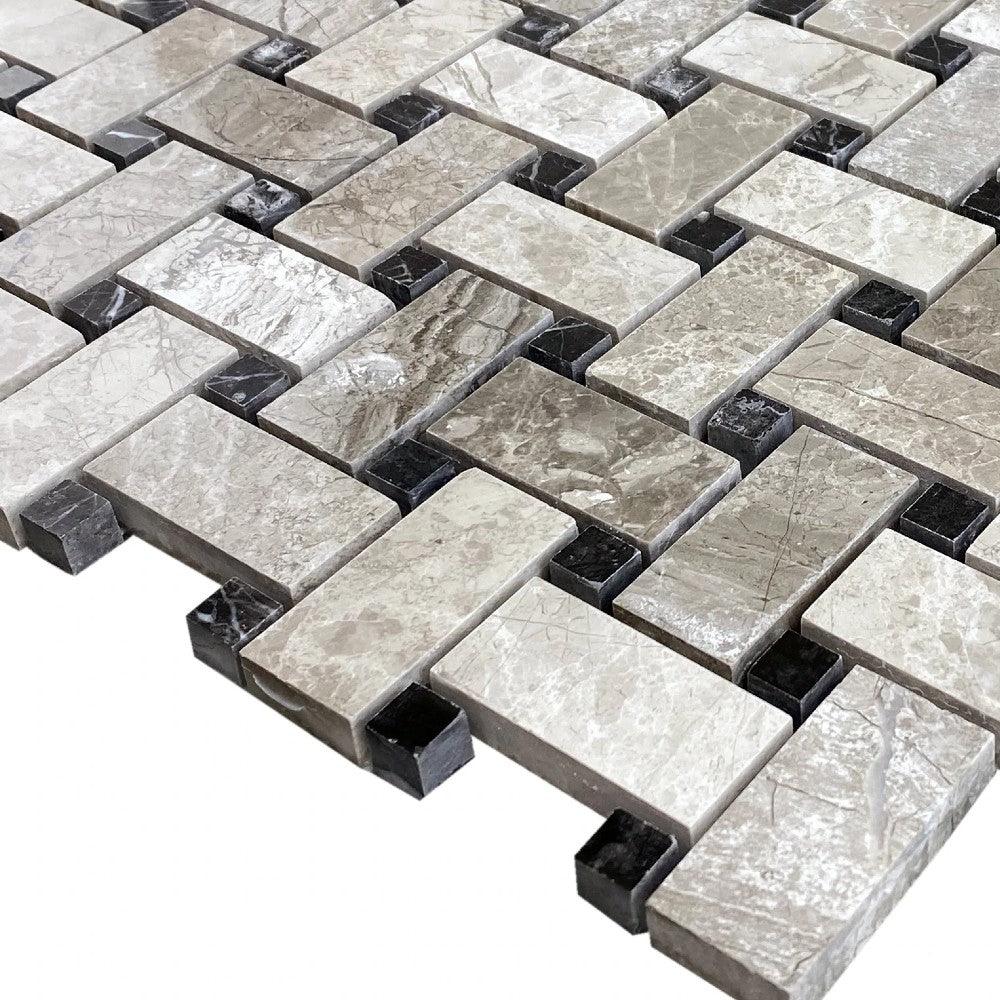 Silver Shadow Marble Basketweave Design on 12