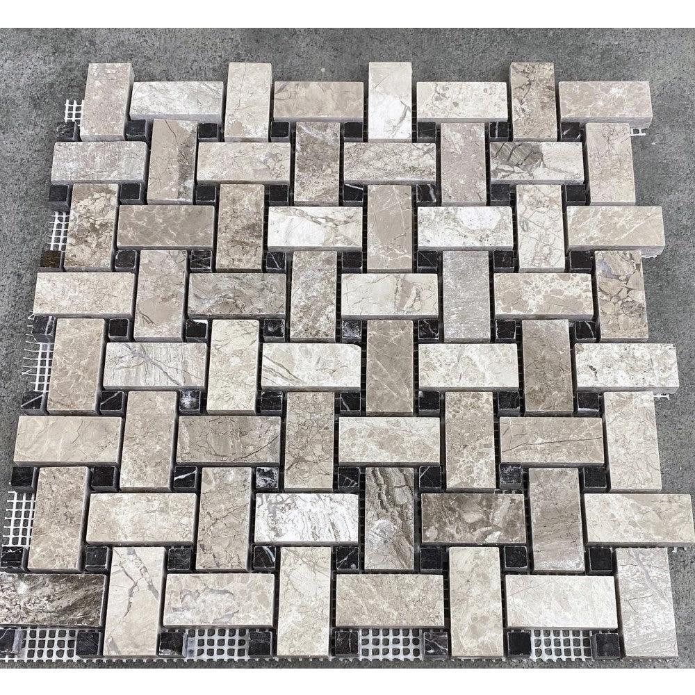 Silver Shadow Marble Basketweave Design on 12