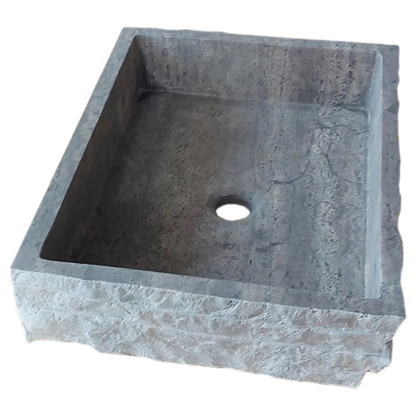 Silver Travertine Wall-mount Bathroom Sink Split-face Outside (W)16