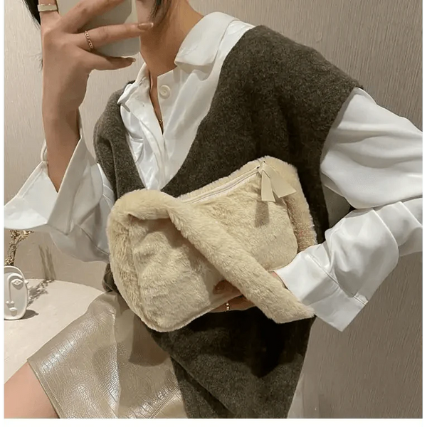 Simple And Stylish Women Soft Plush Winter Furry Shoulder Bags For Ladies And Girls Designer Clutch Handbag For Female