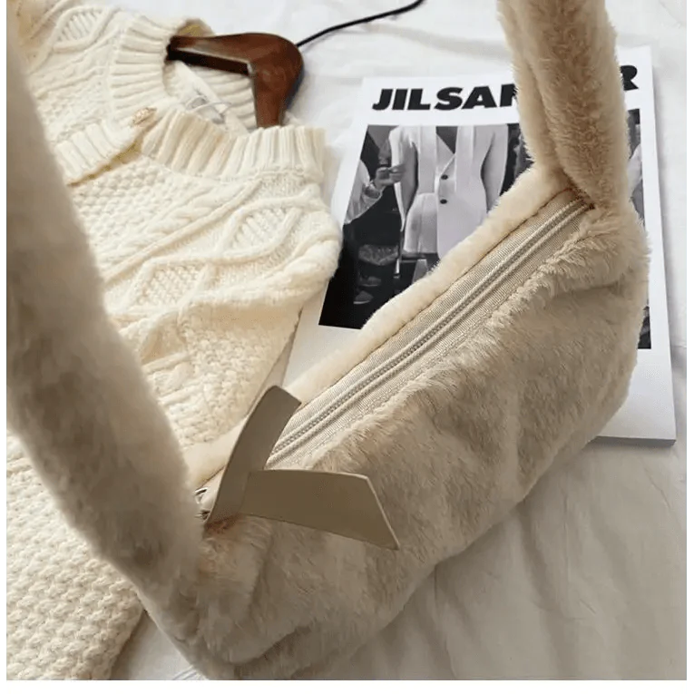 Simple And Stylish Women Soft Plush Winter Furry Shoulder Bags For Ladies And Girls Designer Clutch Handbag For Female