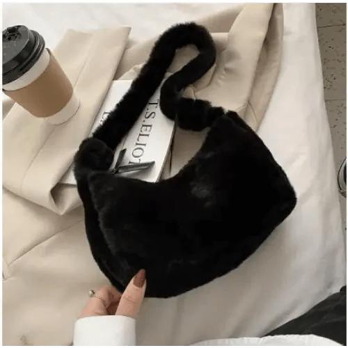 Simple And Stylish Women Soft Plush Winter Furry Shoulder Bags For Ladies And Girls Designer Clutch Handbag For Female
