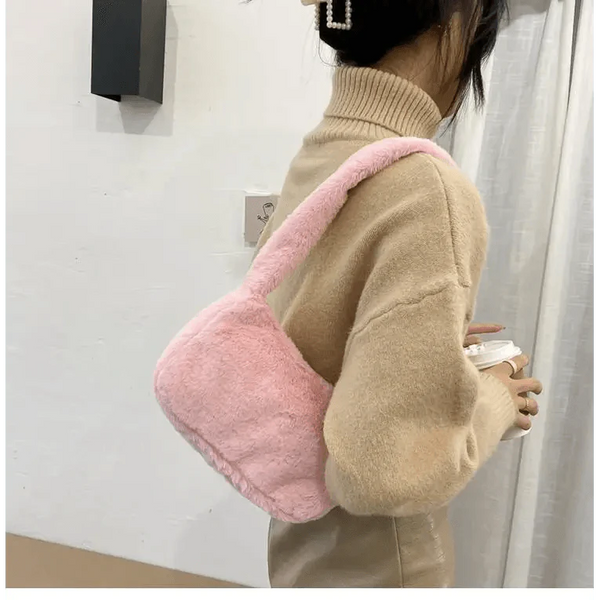 Simple And Stylish Women Soft Plush Winter Furry Shoulder Bags For Ladies And Girls Designer Clutch Handbag For Female