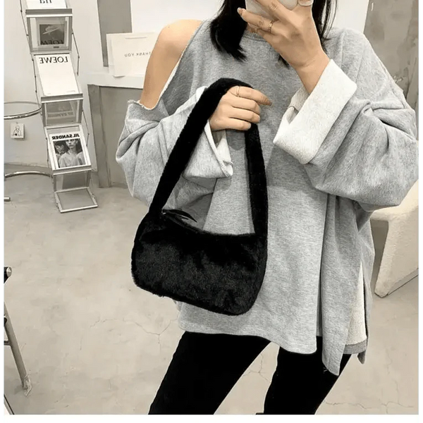 Simple And Stylish Women Soft Plush Winter Furry Shoulder Bags For Ladies And Girls Designer Clutch Handbag For Female
