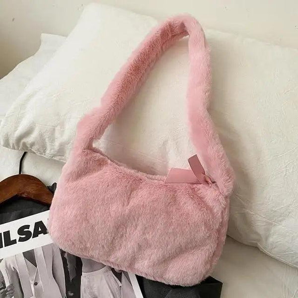 Simple And Stylish Women Soft Plush Winter Furry Shoulder Bags For Ladies And Girls Designer Clutch Handbag For Female