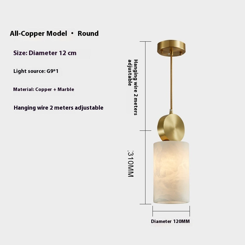Copper Marble Chandelier 12x31cm Round Large