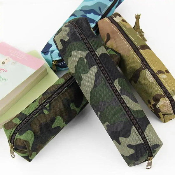 Simple Camouflage Cool Pencil Case Soft Black Pencil Holder For Boys Stylish Pouch For Office And Schools