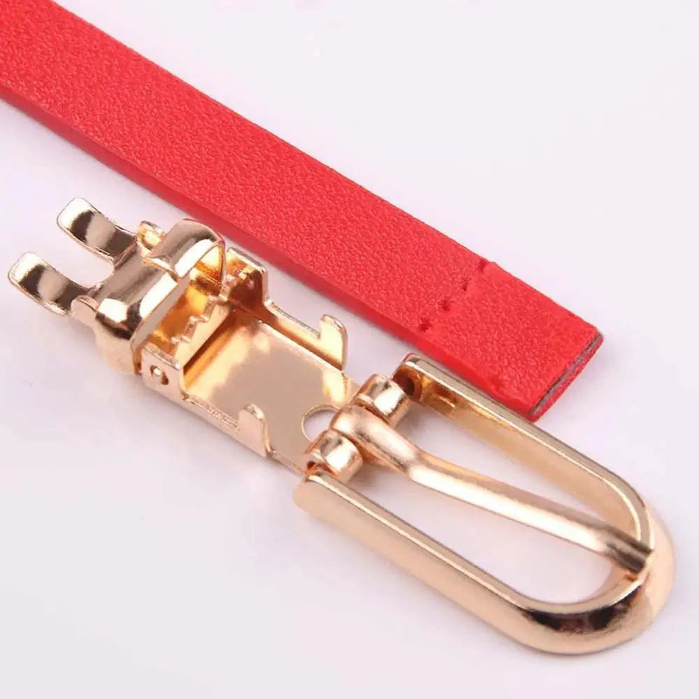 Simple Cute Leather Belts Candy Color Thin Skinny Waistband Classic Adjustable Fashion Women Belts