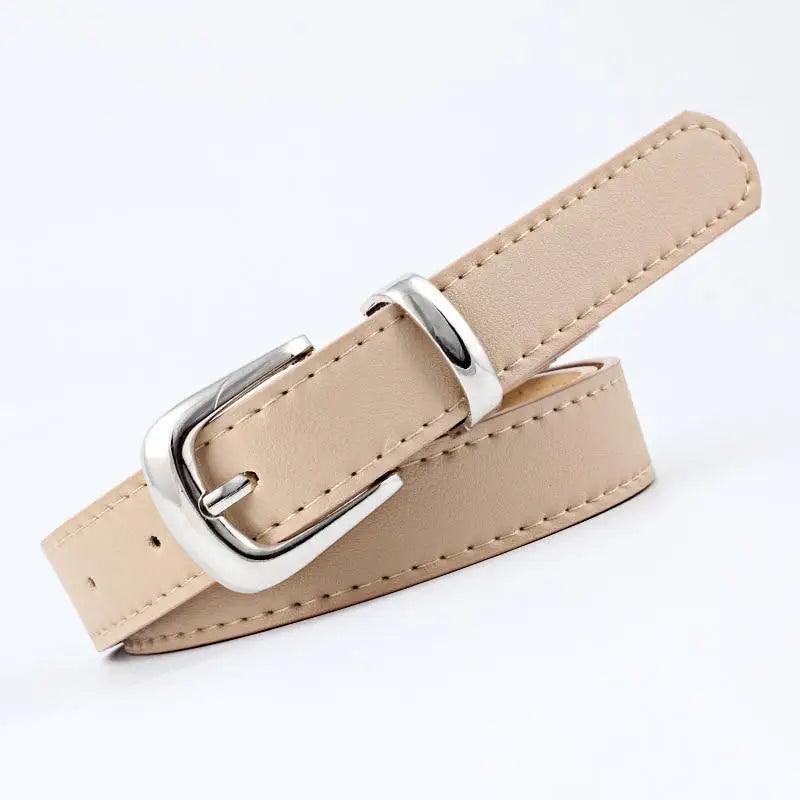 Simple Double Round Buckle PU Leather Waist Strap Vintage Design Double O-Ring Buckle  Women Leather Belt For Jeans And Dresses