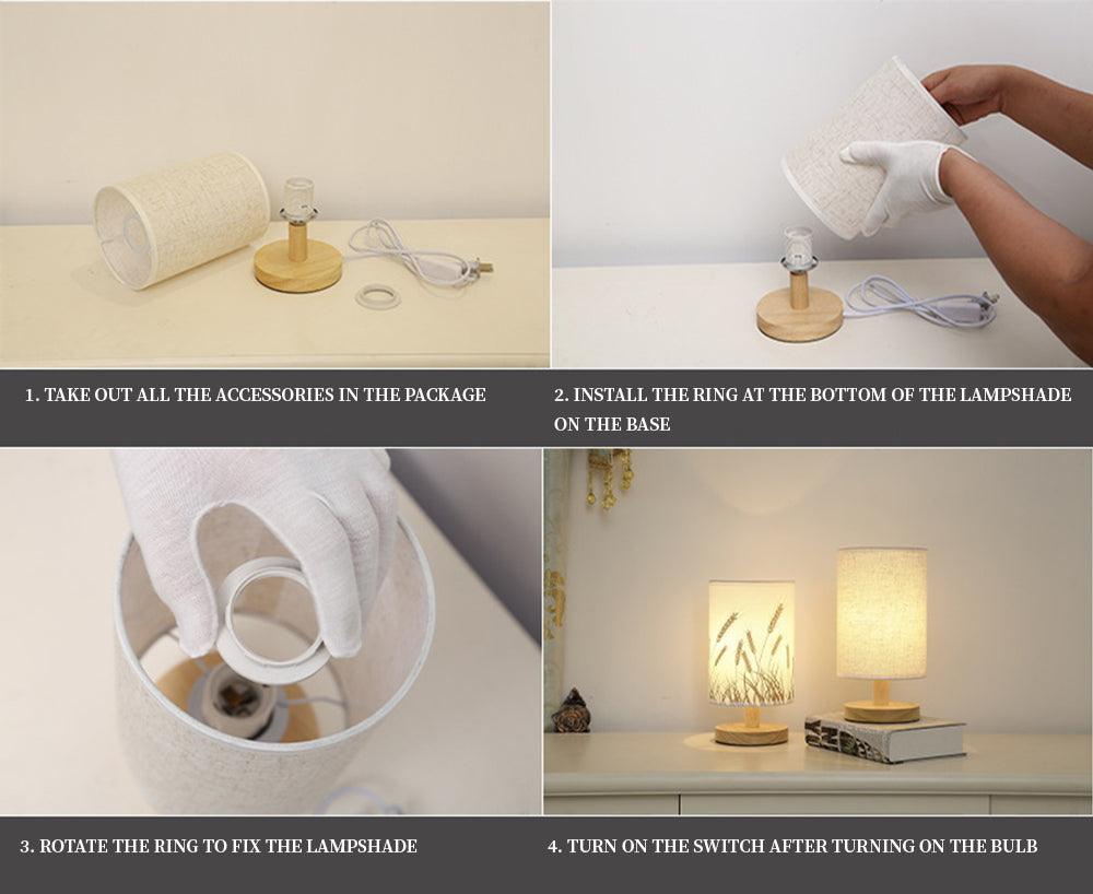 Simple Modern Table Lamp Bedroom Study Bedside Lamp 5V-220v Dimming Solid Wood Creative Birthday Gift Night Light Decorative Table Lamp Cute Study Lamps for Bedroom Décor