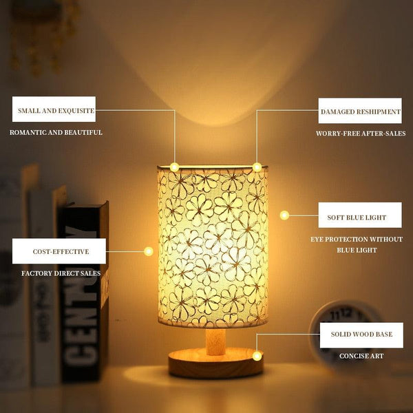 Simple Modern Table Lamp Bedroom Study Bedside Lamp 5V-220v Dimming Solid Wood Creative Birthday Gift Night Light Decorative Table Lamp Cute Study Lamps for Bedroom Décor