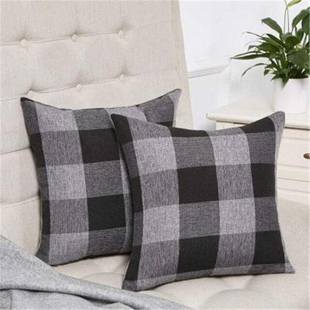 Simple Plaid Linen Pillow Case Invisible Zipper Household Hugging Pillow Case Decorative Retro Plaids Linen Throw Pillow Covers Soft Soild Decorative Cushion Case For Sofa Bedroom Pillow Case 45x4CM