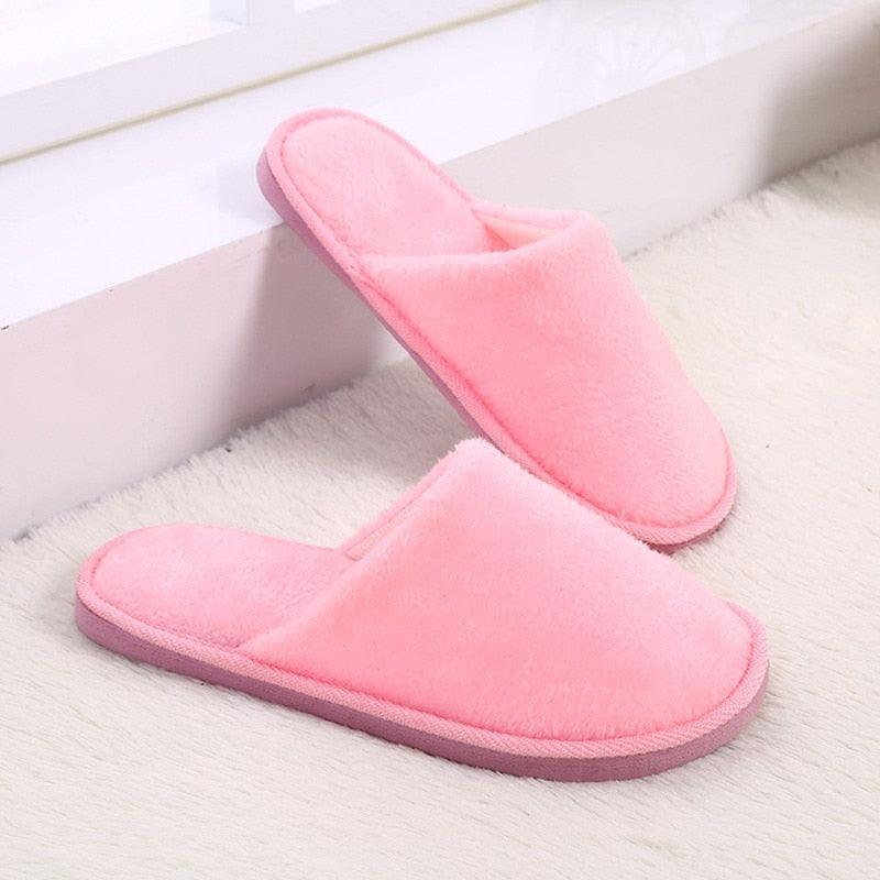 Simple Solid Soft Plush Slippers For Men And Women Winter Warm Indoor Non-slip Slippers Shoes Comfortable Memory Foam Slippers For Women's And Men's Casual House Shoes