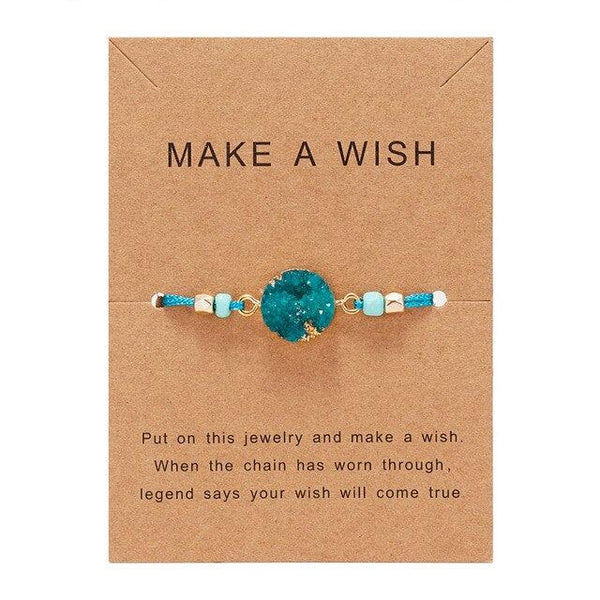 Simple Stone Charm Bracelet Colorful Black Red String Braided Couple Bracelets Wish Card Jewelry Handmade Woven Thread Rope String Nature Stone Beads Charm Bracelet Cuff Bangles With Message Card 18-30cm