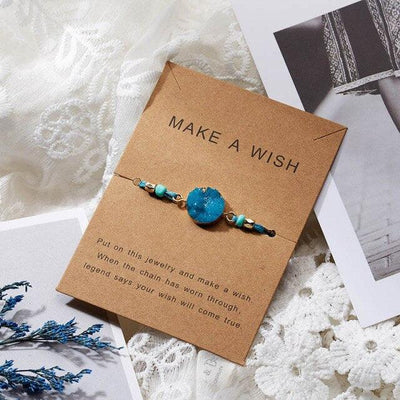 Simple Stone Charm Bracelet Colorful Black Red String Braided Couple Bracelets Wish Card Jewelry Handmade Woven Thread Rope String Nature Stone Beads Charm Bracelet Cuff Bangles With Message Card 18-30cm