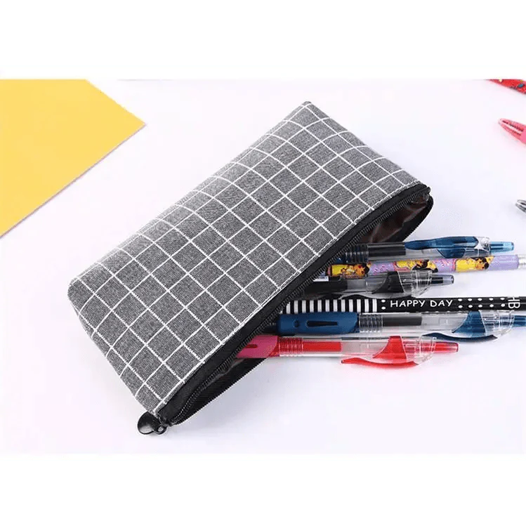 Simple Striped Color Design Pencil Cases For Students Retro Large Capacity Stationery School Pouch