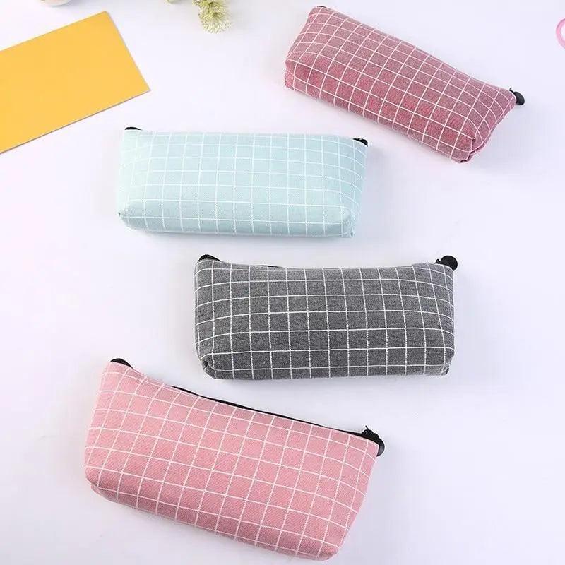 Simple Striped Color Design Pencil Cases For Students Retro Large Capacity Stationery School Pouch