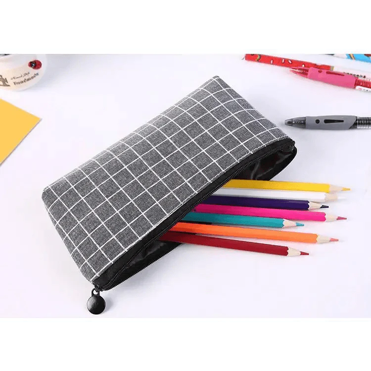 Simple Striped Color Design Pencil Cases For Students Retro Large Capacity Stationery School Pouch