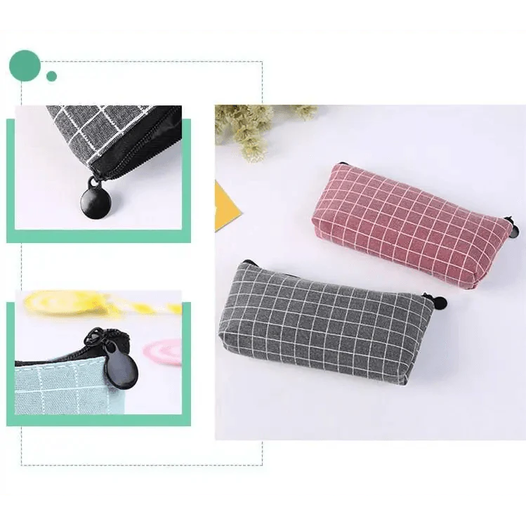 Simple Striped Color Design Pencil Cases For Students Retro Large Capacity Stationery School Pouch