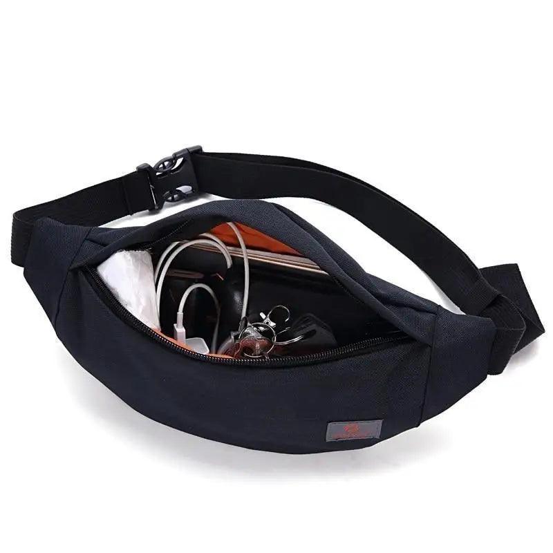 Simple Style Fanny Pack for Running Cycling Workout Men Women Waist Pouch Bag Black Classic  Women Belt Bag Pouch For Money Phone Black Bum Hip Bag