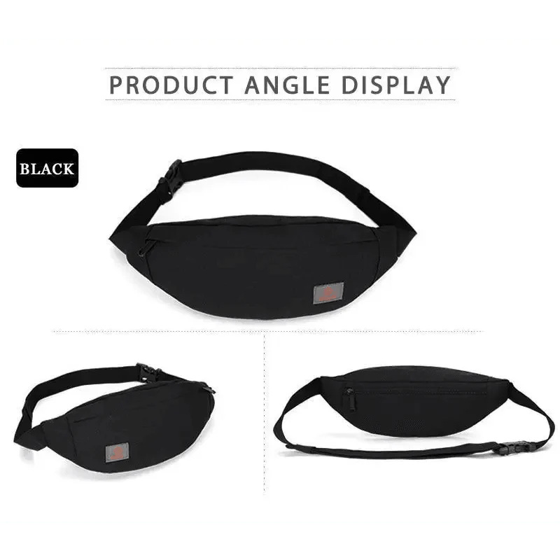 Simple Style Fanny Pack for Running Cycling Workout Men Women Waist Pouch Bag Black Classic  Women Belt Bag Pouch For Money Phone Black Bum Hip Bag