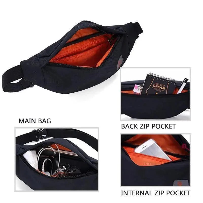 Simple Style Fanny Pack for Running Cycling Workout Men Women Waist Pouch Bag Black Classic  Women Belt Bag Pouch For Money Phone Black Bum Hip Bag